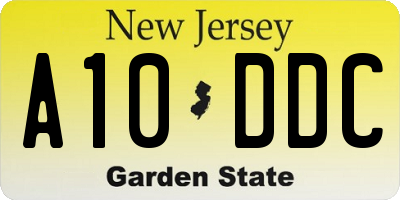 NJ license plate A10DDC