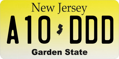 NJ license plate A10DDD