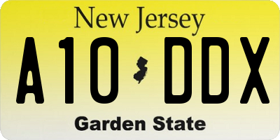 NJ license plate A10DDX