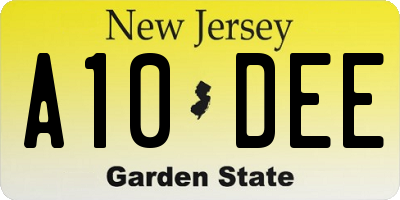 NJ license plate A10DEE