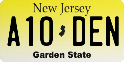NJ license plate A10DEN