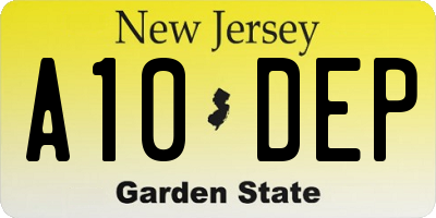 NJ license plate A10DEP