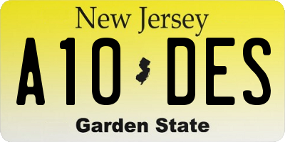 NJ license plate A10DES