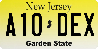 NJ license plate A10DEX