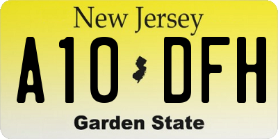NJ license plate A10DFH