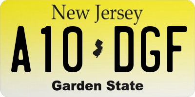 NJ license plate A10DGF