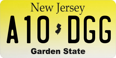 NJ license plate A10DGG