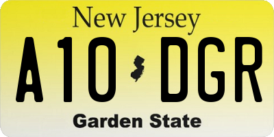 NJ license plate A10DGR