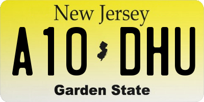 NJ license plate A10DHU