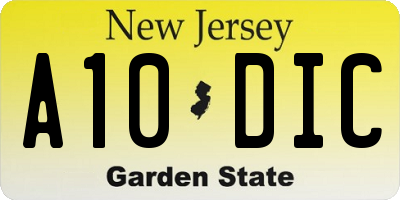 NJ license plate A10DIC