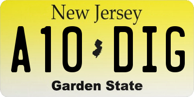 NJ license plate A10DIG