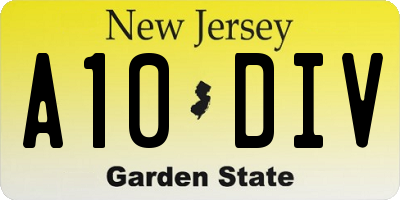 NJ license plate A10DIV