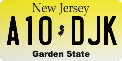 NJ license plate A10DJK