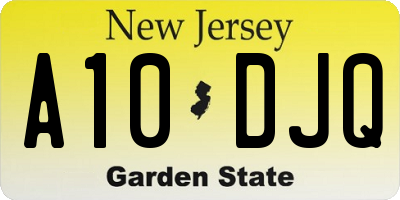 NJ license plate A10DJQ