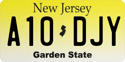 NJ license plate A10DJY