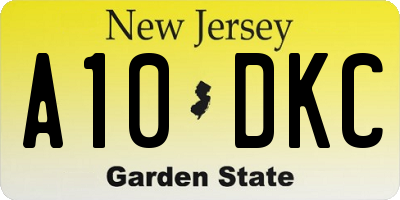 NJ license plate A10DKC