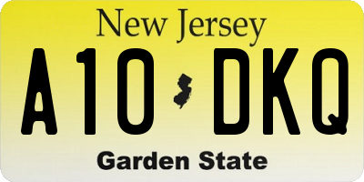 NJ license plate A10DKQ