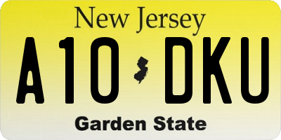 NJ license plate A10DKU
