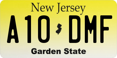 NJ license plate A10DMF