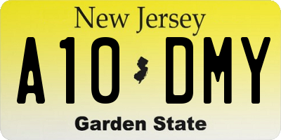 NJ license plate A10DMY