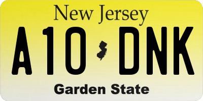 NJ license plate A10DNK