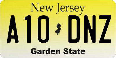 NJ license plate A10DNZ