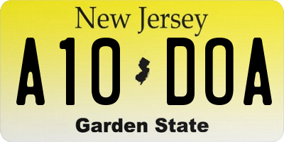 NJ license plate A10DOA
