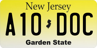 NJ license plate A10DOC
