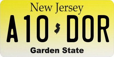NJ license plate A10DOR