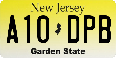 NJ license plate A10DPB
