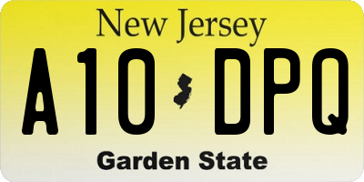 NJ license plate A10DPQ