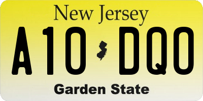 NJ license plate A10DQO
