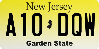 NJ license plate A10DQW