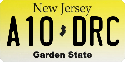 NJ license plate A10DRC
