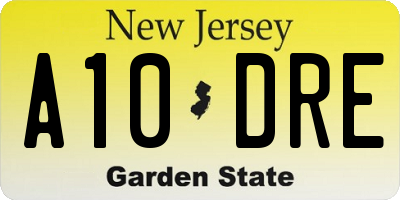 NJ license plate A10DRE