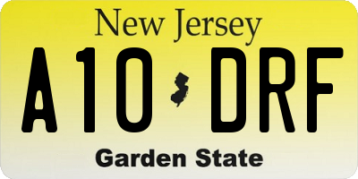 NJ license plate A10DRF