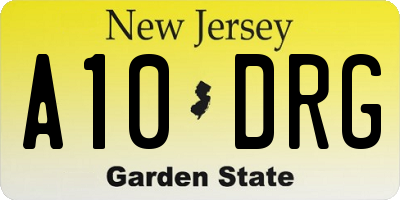 NJ license plate A10DRG