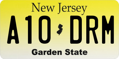NJ license plate A10DRM