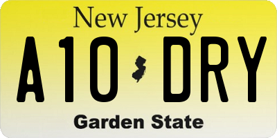 NJ license plate A10DRY