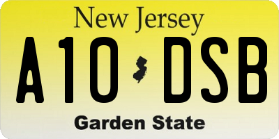 NJ license plate A10DSB