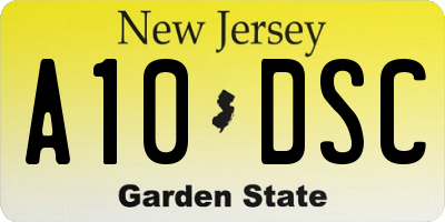 NJ license plate A10DSC