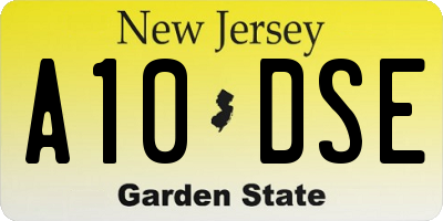 NJ license plate A10DSE