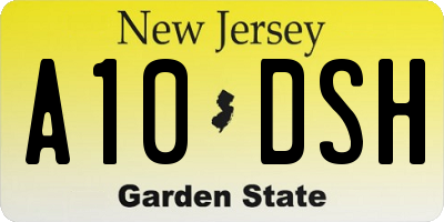 NJ license plate A10DSH
