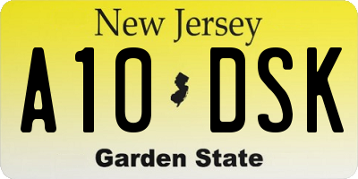 NJ license plate A10DSK