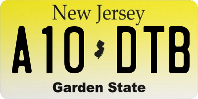 NJ license plate A10DTB