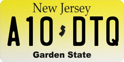 NJ license plate A10DTQ