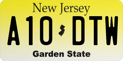NJ license plate A10DTW