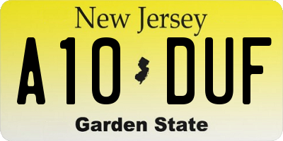 NJ license plate A10DUF