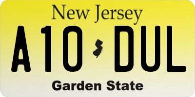NJ license plate A10DUL