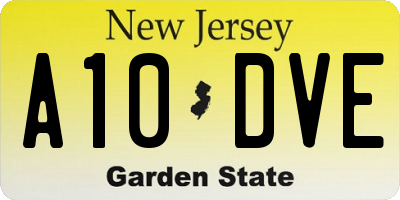 NJ license plate A10DVE